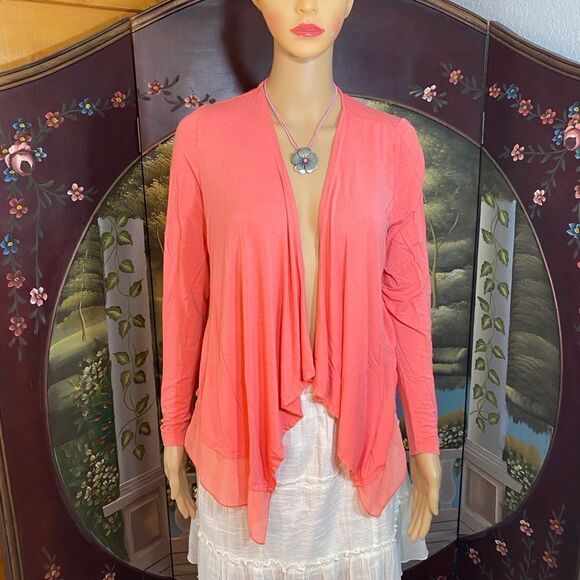 The Limited Sweaters - Lightweight Waterfall Cardigan Sweater XS Coral Pink